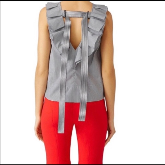 Tibi Striped Ruffle Top - Picture 2 of 8